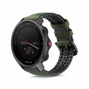 Strap-it Polar Grit X Pro siliconen / leren bandje (zwart/groen)