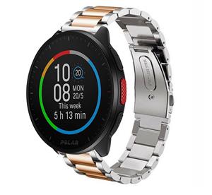 Strap-it Polar Pacer stalen band (zilver/rosé goud)
