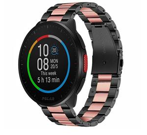 Strap-it Polar Pacer stalen band (zwart/roze)