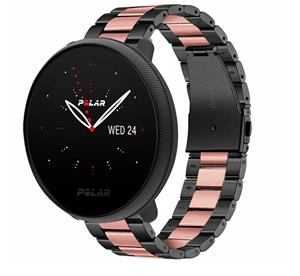 Strap-it Polar Ignite 2 stalen band (zwart/roze)