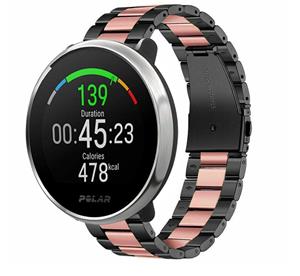 Strap-it Polar Ignite stalen band (zwart/roze)