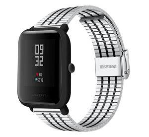 Strap-it Xiaomi Amazfit Bip roestvrij stalen band (zilver/zwart)