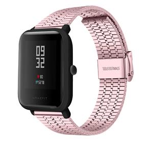 Strap-it Xiaomi Amazfit Bip roestvrij stalen band (rosé pink)