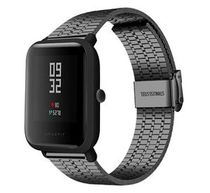 Strap-it Xiaomi Amazfit Bip roestvrij stalen band (zwart)