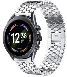 Strap-it Fossil Gen 6 44mm stalen vis band (zilver)
