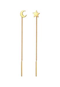 Elli Dames Hanger Moon Star Astro Look Pull Through Trend in 925 Sterling Silver Gold Plated