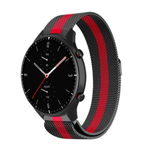 Strap-it Amazfit GTR 2 Milanese band (zwart/rood)