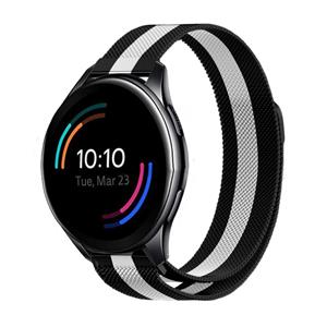 Strap-it OnePlus Watch Milanese band (zwart/wit)