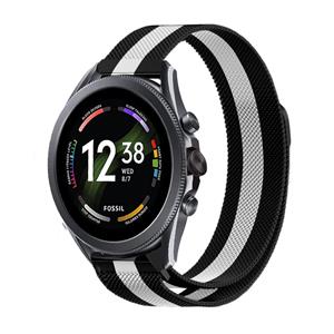 Strap-it Fossil Gen 6 44mm Milanese band (zwart/wit)