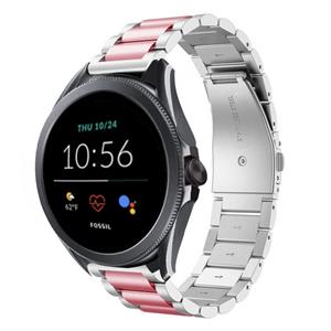 Strap-it Fossil Gen 5e 44mm stalen band (zilver/roze)