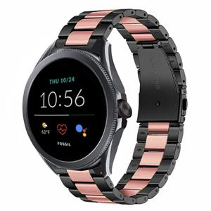Strap-it Fossil Gen 5e 44mm stalen band (zwart/roze)