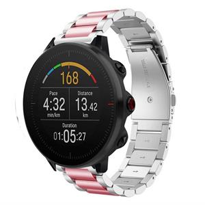 Strap-it Polar Vantage M stalen band (zilver/roze)