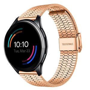 Strap-it OnePlus Watch roestvrij stalen band (rosé goud)