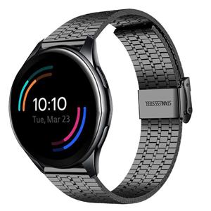 Strap-it OnePlus Watch roestvrij stalen band (zwart)