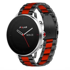 Strap-it Polar Grit X stalen band (zwart/rood)