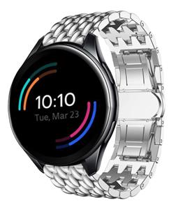 Strap-it OnePlus Watch stalen draak band (zilver)