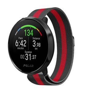 Strap-it Polar Vantage M Milanese band (zwart/rood)