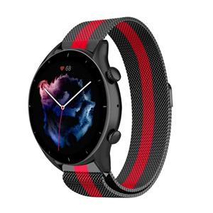 Strap-it Amazfit GTR 3 (Pro) Milanese band (zwart/rood)