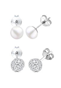 Elli Dames Set met Zoetwater Gekweekte Parels en Kristallen in 925 Sterling Zilver