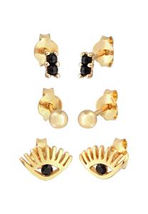 Elli Dames Oorbellen Evil Eye Set van 3 met Kristallen in 925 Sterling Zilver