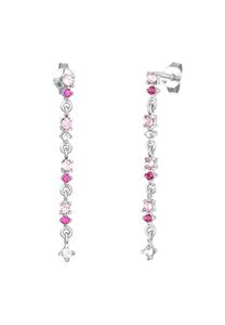 Elli Dames oor hanger fonkelend met kristallen roze in 925 sterling zilver