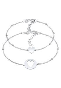 Elli, Armband Herz Liebe Cut Out Mutter Kind Set 925 Silber in silber, Schmuck für Damen