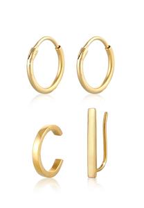 Elli Dames Set Creolen Oorknoppen Basic in 925 Sterling Zilver Verguld