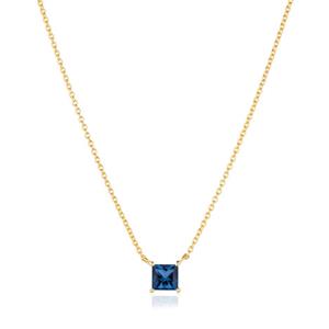 Sif Jakobs Collier 925 Silber Ellera Quadrato  18k Gelbgold plattiert  mit blauen Zirkonia