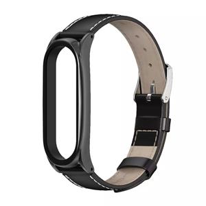 Strap-it Xiaomi Mi Band 5 bandje leer (zwart)