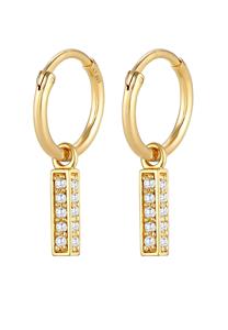 Elli PREMIUM Dames Creolen Staven Hanger Elegant met Zirkonia Kristallen in 925 Sterling Zilver Verguld