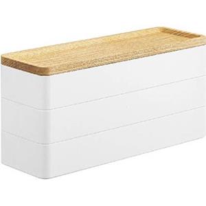 Yamazaki 3-Tiered slim accessory case with lid - Rin - White