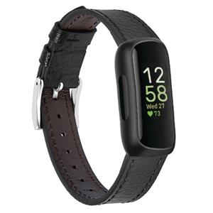 Strap-it Fitbit Inspire 3 leren bandje (zwart)