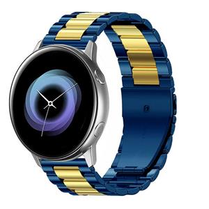 Strap-it Samsung Galaxy Watch Active stalen band (blauw/goud)