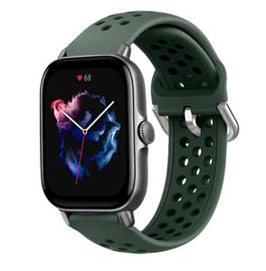Strap-it Amazfit GTS 3 siliconen bandje met gaatjes (legergroen)