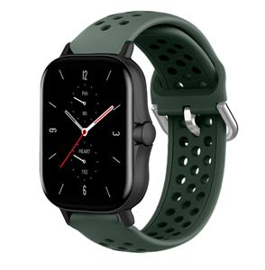 Strap-it Amazfit GTS 2 siliconen bandje met gaatjes (legergroen)