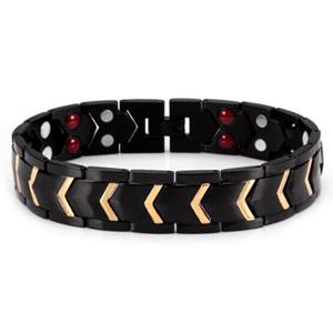 Mendes Magnetische energie armband Edelstaal Zwart Goudkleurig