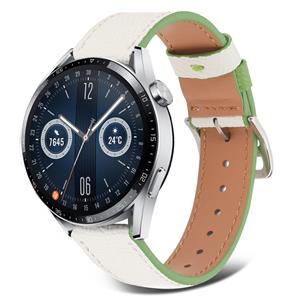 Strap-it Huawei Watch GT 3 46mm leren bandje (wit-groen)