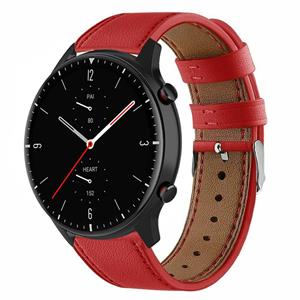 Strap-it Amazfit GTR 2 leren bandje (rood)