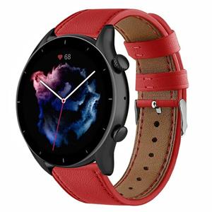 Strap-it Amazfit GTR 3 (Pro) leren bandje (rood)