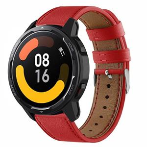 Strap-it Xiaomi Watch S1 leren bandje (rood)