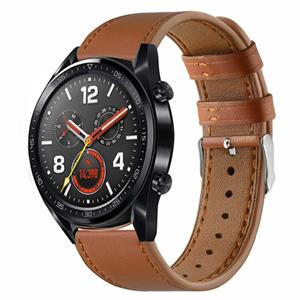 Strap-it Huawei Watch GT leren bandje (strak bruin)