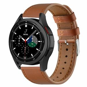 Strap-it Samsung Galaxy Watch 4 Classic 46mm leren bandje (strak bruin)