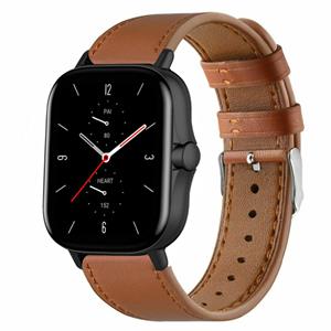 Strap-it Amazfit GTS 2 leren bandje (strak bruin)