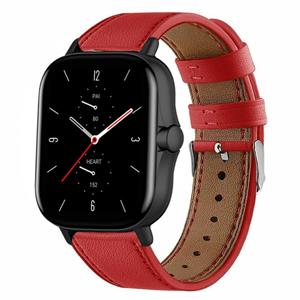 Strap-it Amazfit GTS 2 leren bandje (rood)