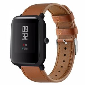 Strap-it Xiaomi Amazfit Bip leren bandje (strak bruin)