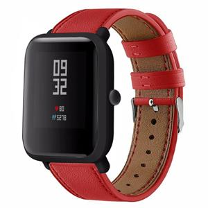 Strap-it Xiaomi Amazfit Bip leren bandje (rood)