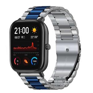 Strap-it Xiaomi Amazfit GTS stalen band (zilver/blauw)