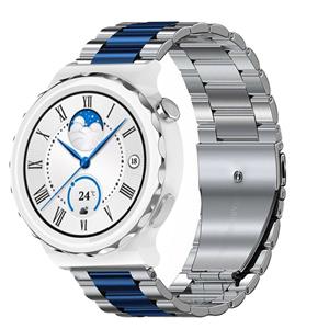 Strap-it Huawei Watch GT 3 Pro 43mm stalen band (zilver/blauw)