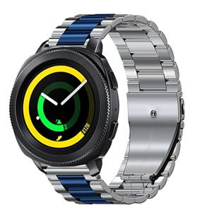 Strap-it Samsung Gear Sport stalen band (zilver/blauw)
