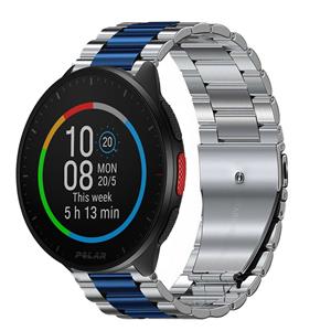 Strap-it Polar Pacer stalen band (zilver/blauw)